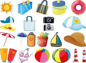 large set different objects on white background vector