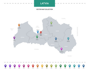 latvia map with location pointer marks vector image