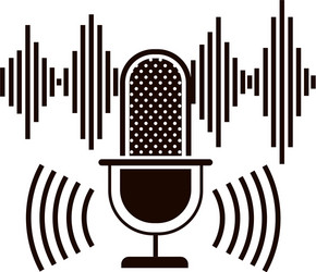Microphone with sound wave isolated icon Vector Image