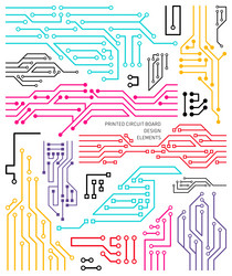printed circuit board design element set vector image