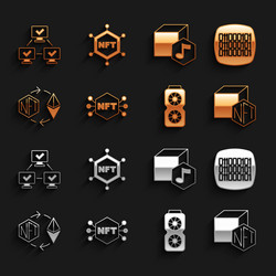 set nft digital crypto art binary code video vector image