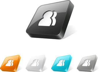 3d web button with users icon vector