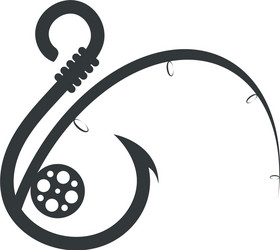 Fishing Rod and Hook Icon Vector Image