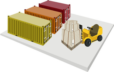 forklift loading shipping boxes vector