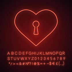 Heart with keyhole neon light icon vector