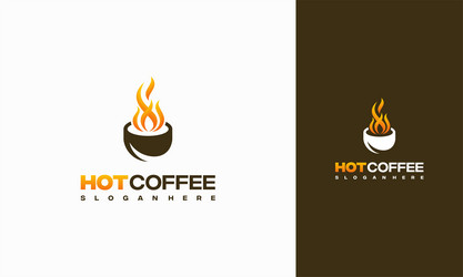 Hot coffee logo designs concept fire drink vector