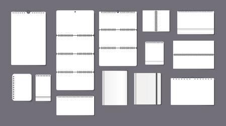 realistic paper notepad calendar templates set vector