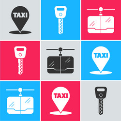 set map pointer with taxi car key and cable vector image