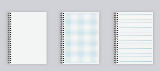 set of blank spiral notepad notebook vector image
