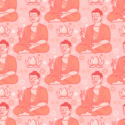 yoga seamless pattern with buddha and lotus Vector Image