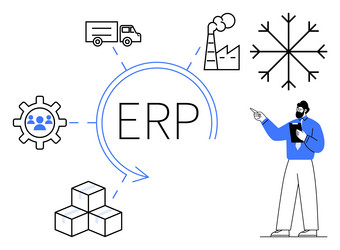 erp system integration visualized with supply vector image