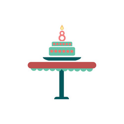 Flat icon on white background candle cake vector