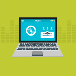 media player application app template with flat vector image