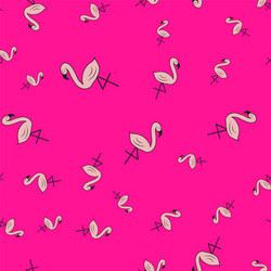 seamless pattern from flamingos in cartoon style vector image