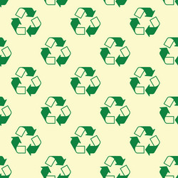 seamless recycle sign pattern on yellow background vector image