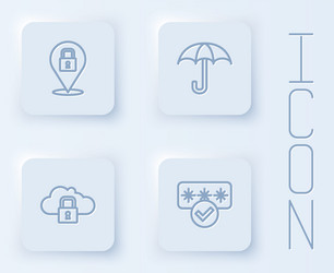 set line lock umbrella cloud computing vector image