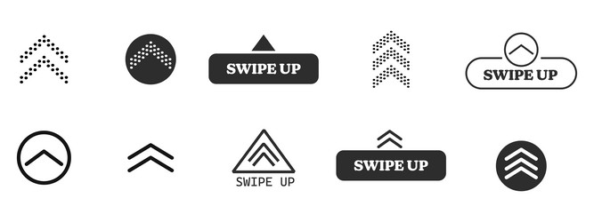 swipe up slide arrow button scroll ui icon vector image