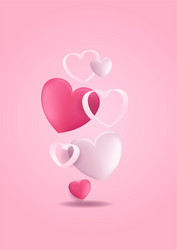 Red pink and white hearts love template set Vector Image Red pink and white hearts love template set Vector Image