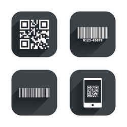 Bar and qr code icons scan barcode symbol vector