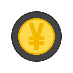 donate yellow button with yen coin icon vector image