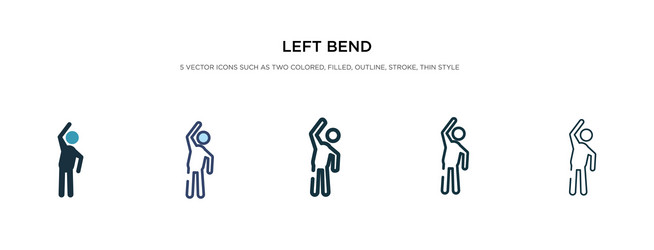 Left bend icon in different style two colored vector