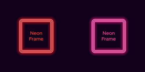 neon square frame in red and pink color vector image