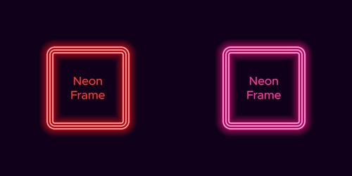 neon square frame in red and pink color vector