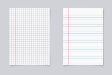 set of realistic blank sheets square and lined vector image