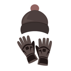 Winter hat and gloves on white background vector