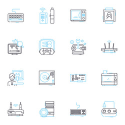 Automated systems linear icons set robotics vector