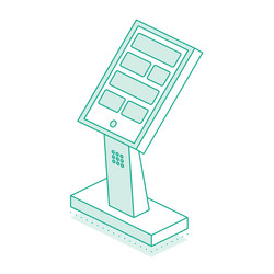 isometric interactive kiosk self service terminal vector image