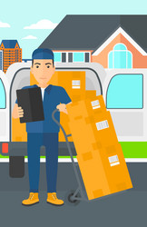 Man delivering boxes vector