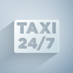 paper cut map pointer with taxi icon isolated vector image