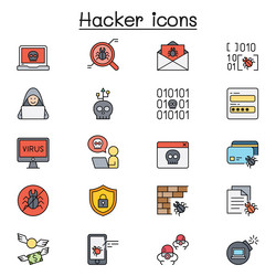 set of hacker related icon contains vector image