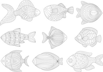 Zentangle Fish Pattern Vector Image