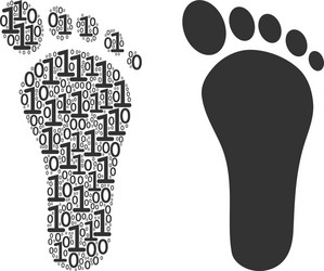 human footprint composition of binary digits vector image