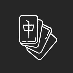 Mahjong chalk white icon on black background tile vector