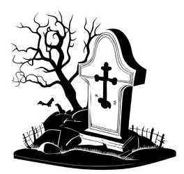 Old cartoon cemetery hand drawn sketch vector