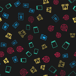 set line micro sd memory card router and wi-fi vector image