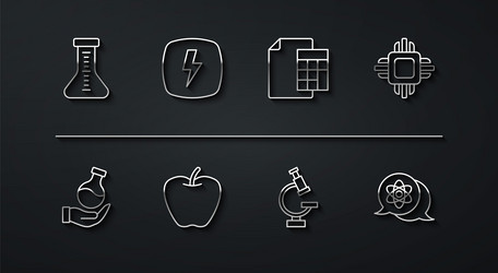 set line test tube processor cpu microscope apple vector image