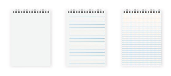 set of blank spiral notepad notebook vector image