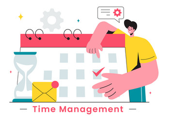 time management with clock controls and task vector image