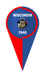 wisconsin map pointer location flag vector image