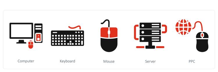 a set of 5 mix icons as computer keyboard mouse vector image