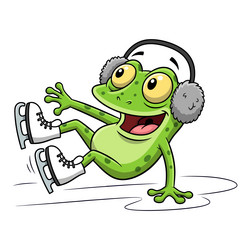 Cute Frog Ice Skater Vector Image