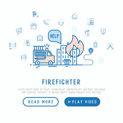 firefighter concept template for web page vector image