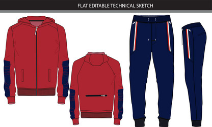 hoodie and jogger set flat sketch file vector image