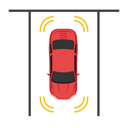 Parking smart car sensor autonomous view vector