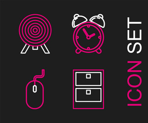 set line archive papers drawer computer mouse vector image
