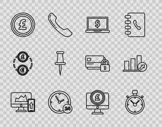 set line financial chart or graph on the computer vector image